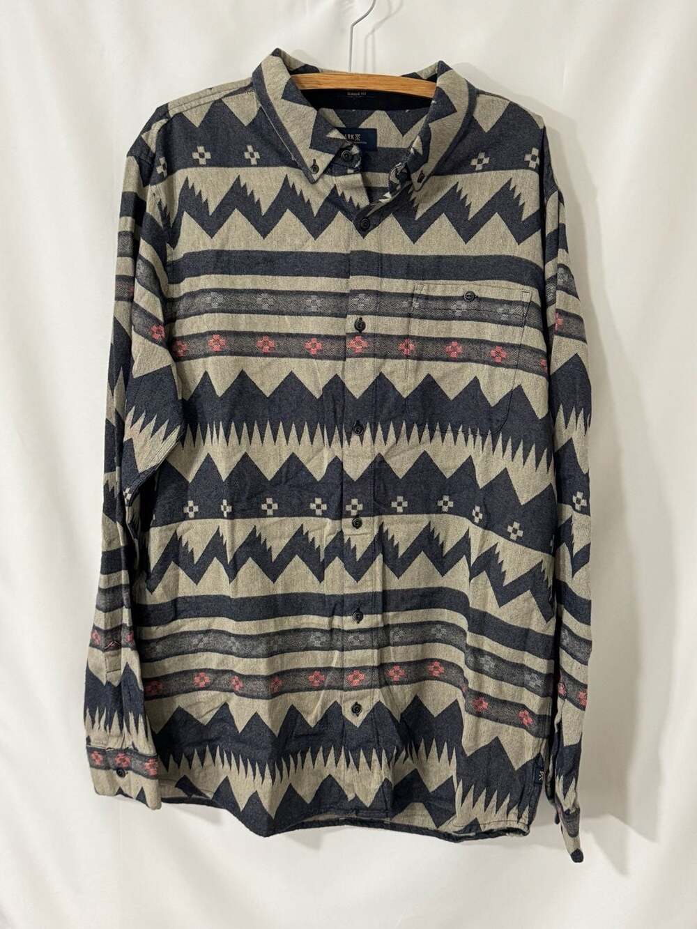 Roark Unalaskan Flannel Shirt Size XL Navy Southwestern